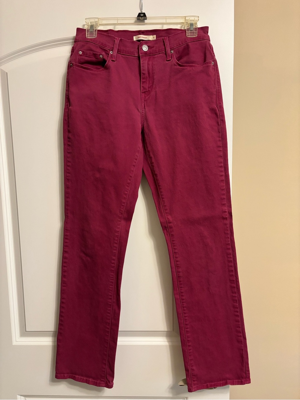 Women's Levis 505 Straight Leg Jeans in Berry